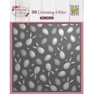 Nellie's Choice 3D Embossing Folder - Bunnies And Eggs